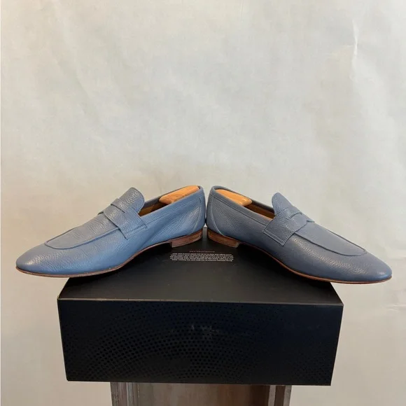 Donald J. Pliner Slate Blue Leather Loafers - Picture 5 of 16